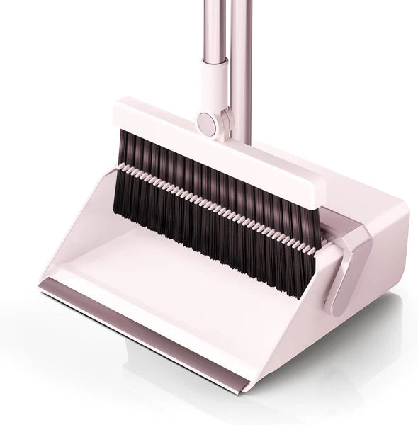 Broom with Dustpan Combo Set,Uoeos One-Sweep Clean,Pet Hair Removal Broom with S