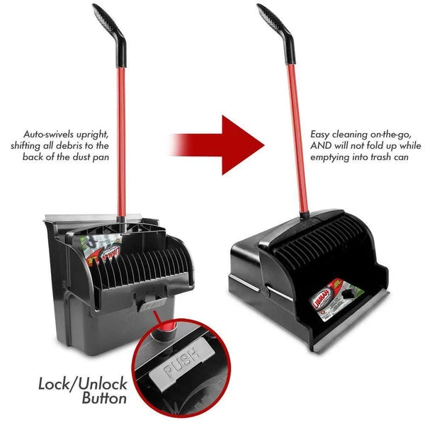 Libman Upright Dust Pans 16" Large Scoop Red/Black w/ Built-in Teeth (4-Pack)