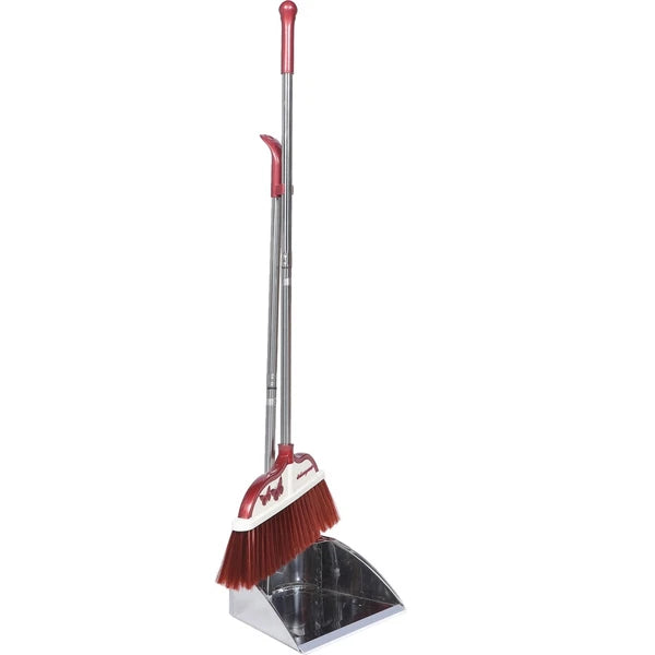 2 Sets Stainless Steel Broom Dustpan Office Brooms with Dustpans