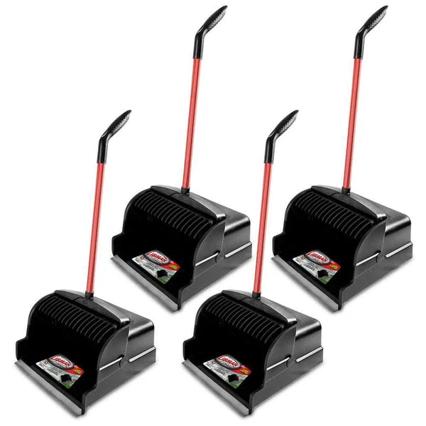 Libman Upright Dust Pans 16" Large Scoop Red/Black w/ Built-in Teeth (4-Pack)
