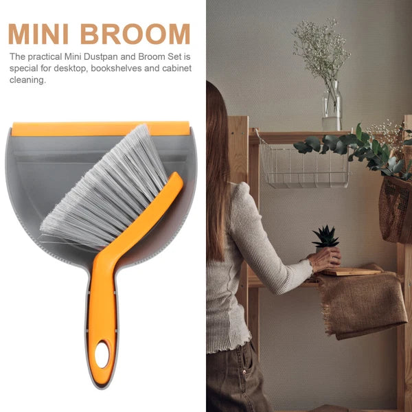 2 Sets Desktop Cleaning Broom Child and Dust Pan Convenient Mini Dustpan