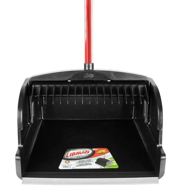 Libman Upright Dust Pans 16" Large Scoop Red/Black w/ Built-in Teeth (4-Pack)