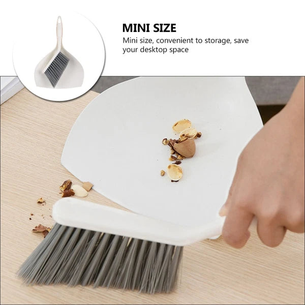 3 Sets Desktop Cleaning Kit Crevice Brushes for Household Broom with Dust Pan