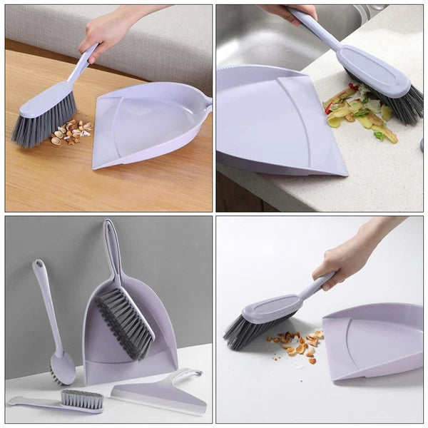 2 Pieces Broom Dustpan Child Small Cleaning Brush for Desk Handheld
