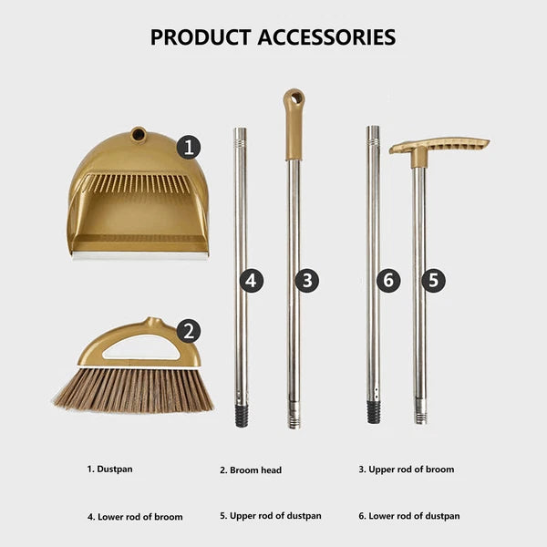 Brooms and Dustpans Sets Dust Pan and Broom with Long Handle Floor Cleaning Set