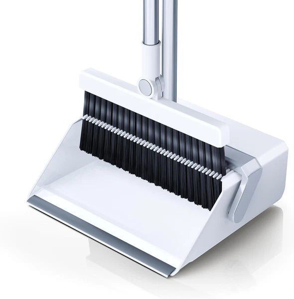 Broom with Dustpan Combo Set,Uoeos One-Sweep Clean,Pet Hair Removal Broom with S
