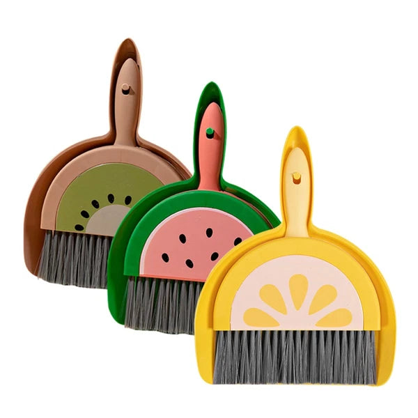3 Sets Fruit Mini Broom Office Countertop Household Brush Tool Dustpan and