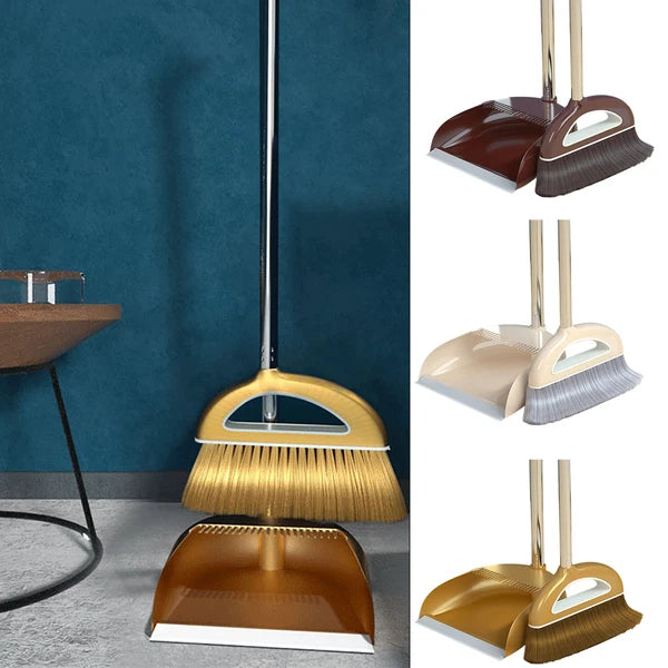 Brooms and Dustpans Sets Dust Pan and Broom with Long Handle Floor Cleaning Set