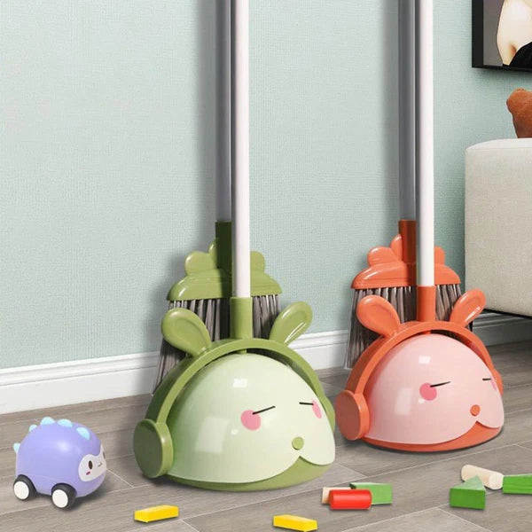 Children's Broom Set Kids Sweeping Brush Toy and Dustpan Toddler for